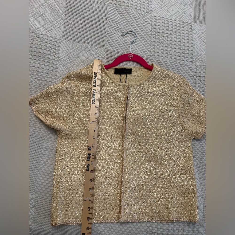 Zara Metallic Gold Short-Sleeve Open Cardigan size XL - Picture 6 of 7